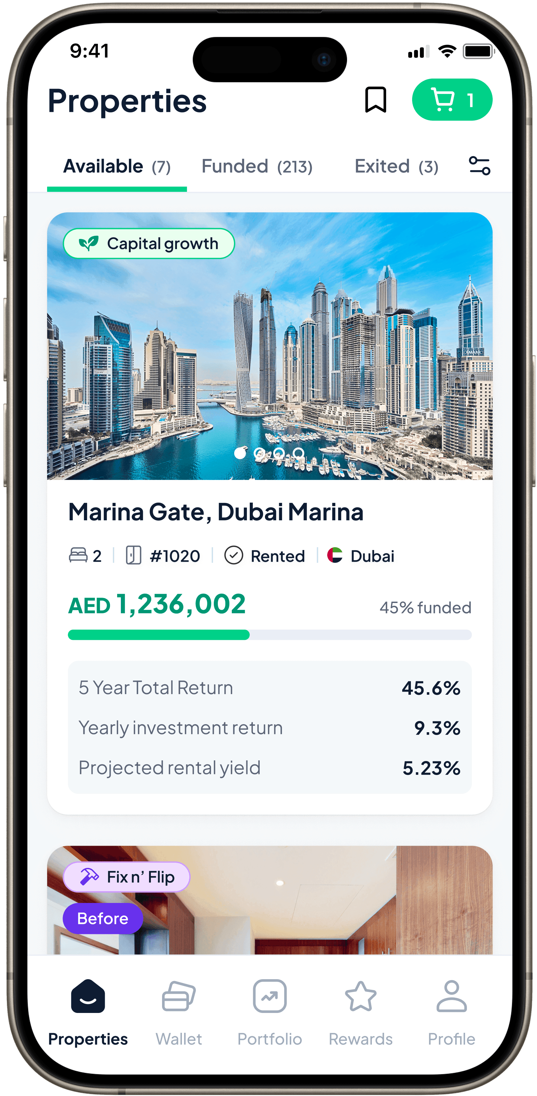 Properties app screen